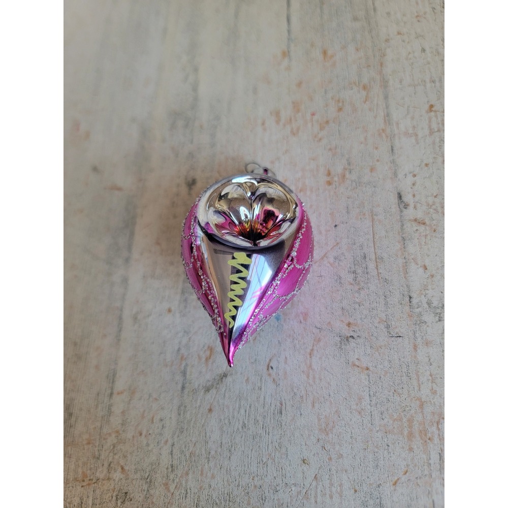 Vintage teardrop abstract reflector glitter ornament Xmas glass Unique Home